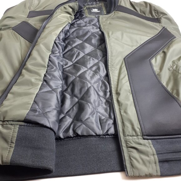 XRay Green Black Colour Block Bomber Jacket - Picture 13 of 16